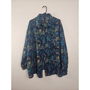 SHEIN Curve Paisley Print Button Down Long Sleeve Shirt Size 2XL